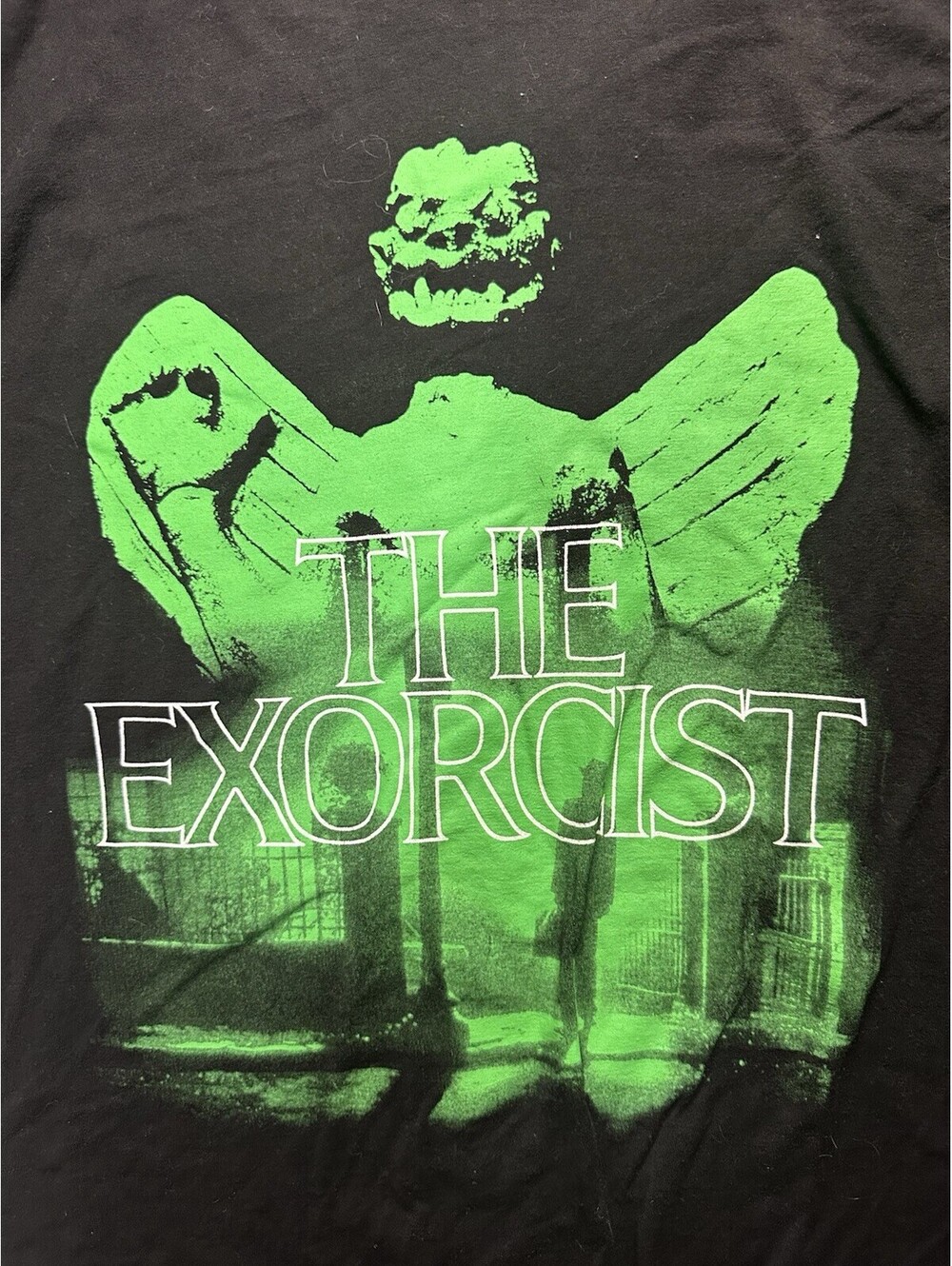 The Exorcist Horror Movie T Shirt Mens Medium Black Graphic Tee Green